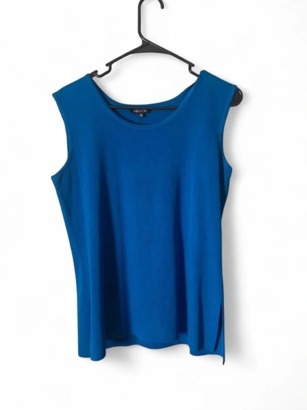 Misook Heritage Knit Jacket & Matching Tank Set - Blue/White - Size PM - EUC